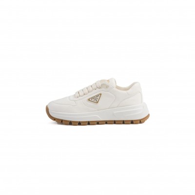 PRADA TRIANGLE-LOGO LEATHER SNEAKERS 1E804M